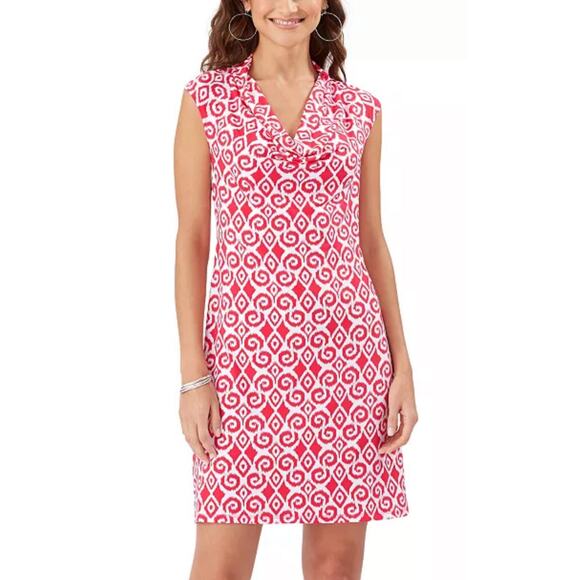Tommy Bahama Bimini Printed Cowlneck Sleeveless Shift Dress Summer A-Line Large - Picture 2 of 6